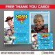 Toy Story 7x5 or 6x4 in. Birthday Party Invitation with FREE editable Thank you Card